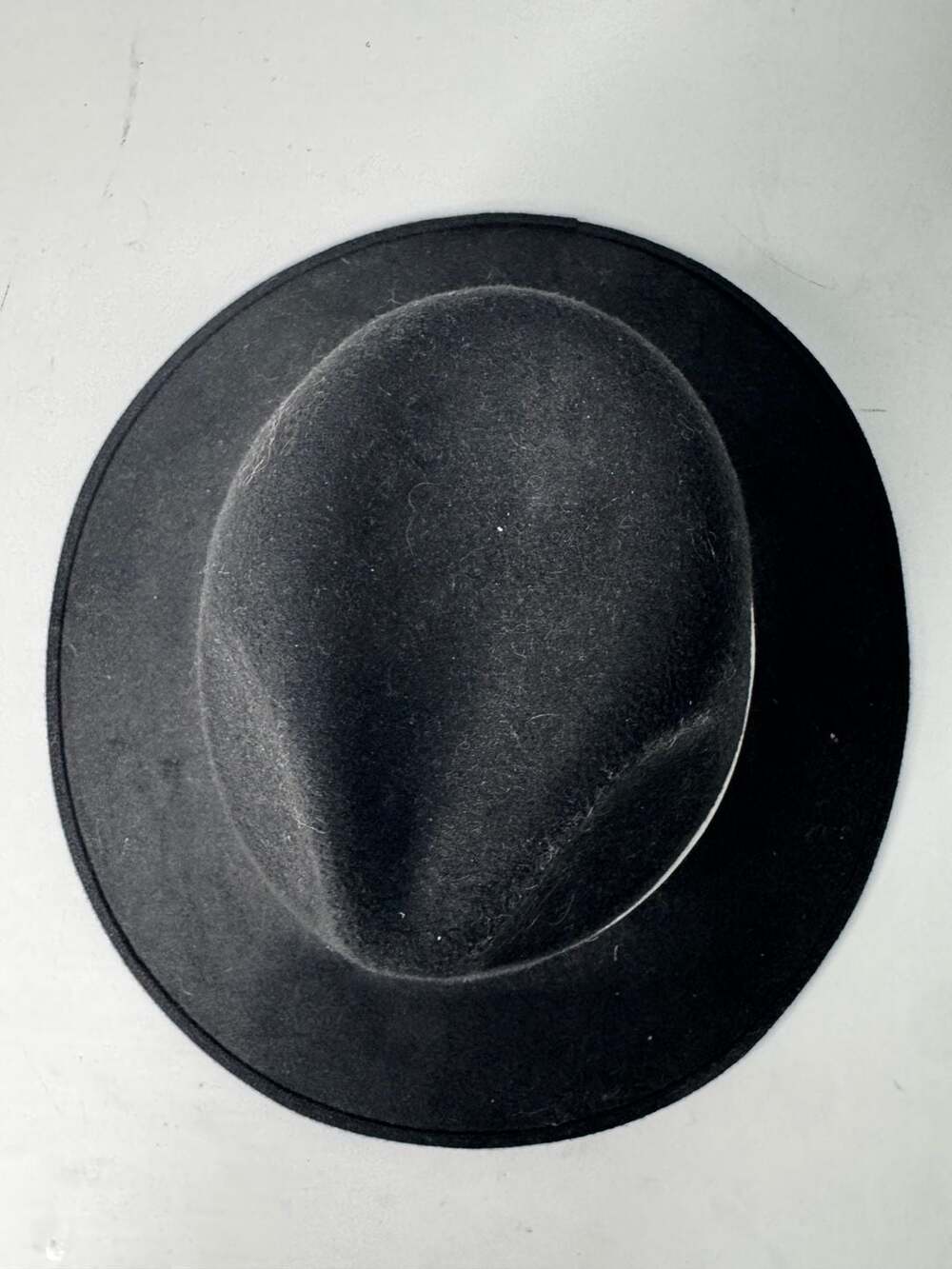 Fedora Hat Black Wool Felt White Band